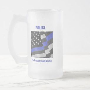 Police Frosted Glass Beer Mug