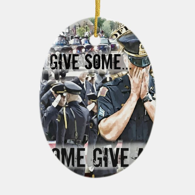 police funeral heros ceramic tree decoration (Front)