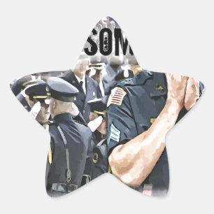 police funeral heros star sticker