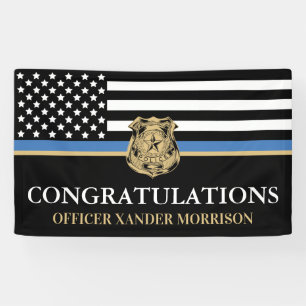 Police Graduation Blue Line Flag Congratulations Banner