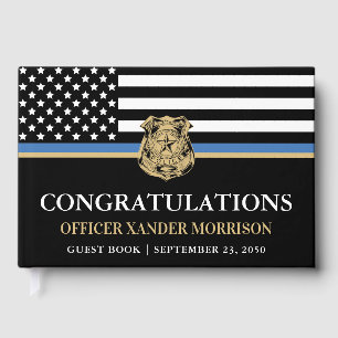 Police Graduation Blue Line Flag Congratulations Guest Book