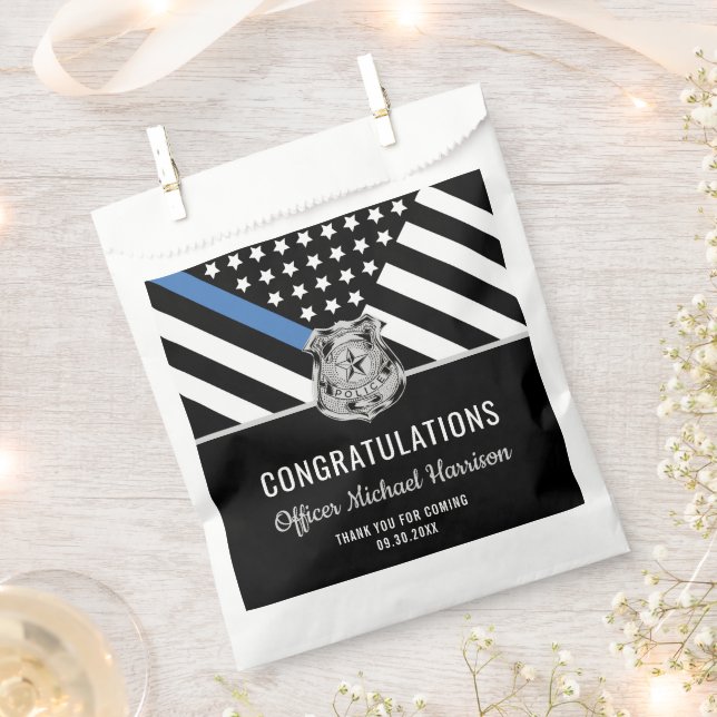 Police Graduation Blue Line Flag Law Enforcement Favour Bags (Clipped)
