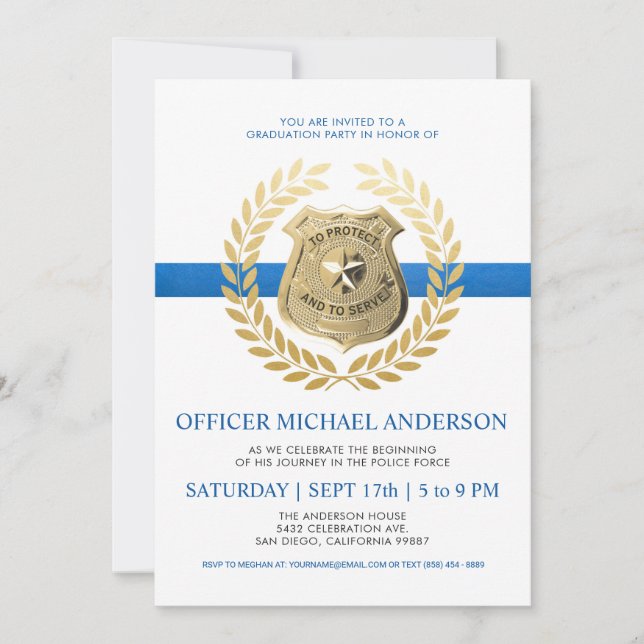 Police Graduation Invitations | Police Badge (Front)