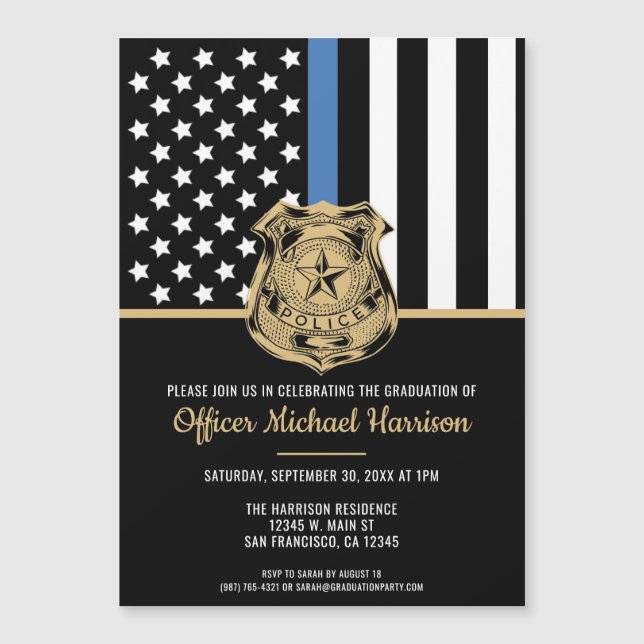 Police Graduation Law Enforcement Academy Magnetic Invitation (Front)