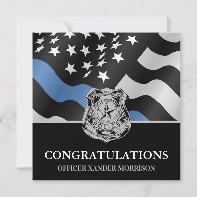 Police Graduation Law Enforcement Blue Line Flag (Front)