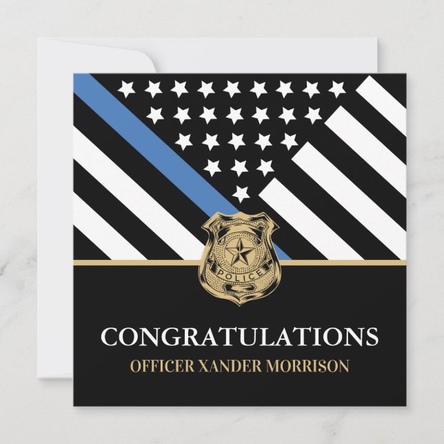 Police Graduation Law Enforcement Officer Flag  Card (Front)