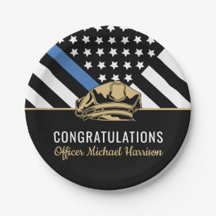 Police Graduation Party Blue Line Law Enforcement Paper Plate