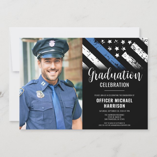 Police Graduation Party Law Enforcement Photo Invitation (Front)