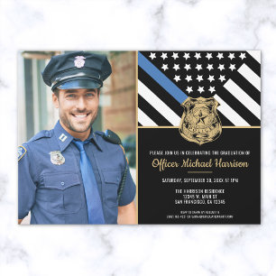 Police Graduation Party Law Enforcement Photo Invitation