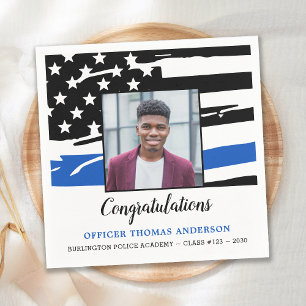 Police Graduation Party Photo Thin Blue Line Napkin
