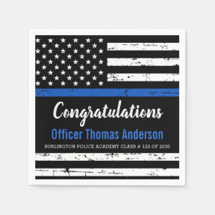 Police Graduation Party Thin Blue Line Flag Napkin
