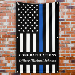 Police Graduation Personalize Thin Blue Line Party Banner