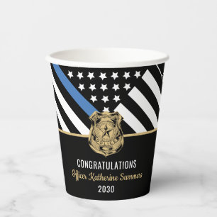 Police Graduation Thin Blue Line Law Enforcement Paper Cups