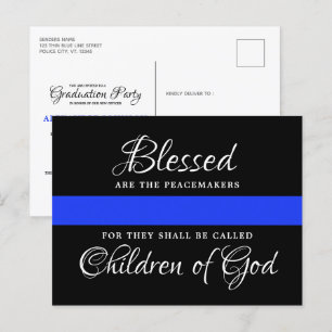 Police Graduation Thin Blue Line Party Invitation Postcard