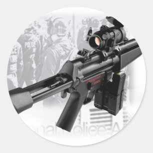 Police Gun Classic Round Sticker