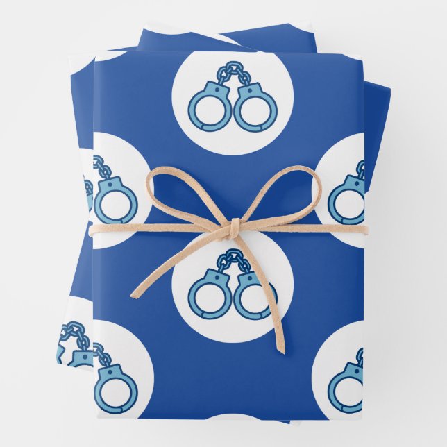 Police Handcuffs Gift Wrapping Paper  (In situ)