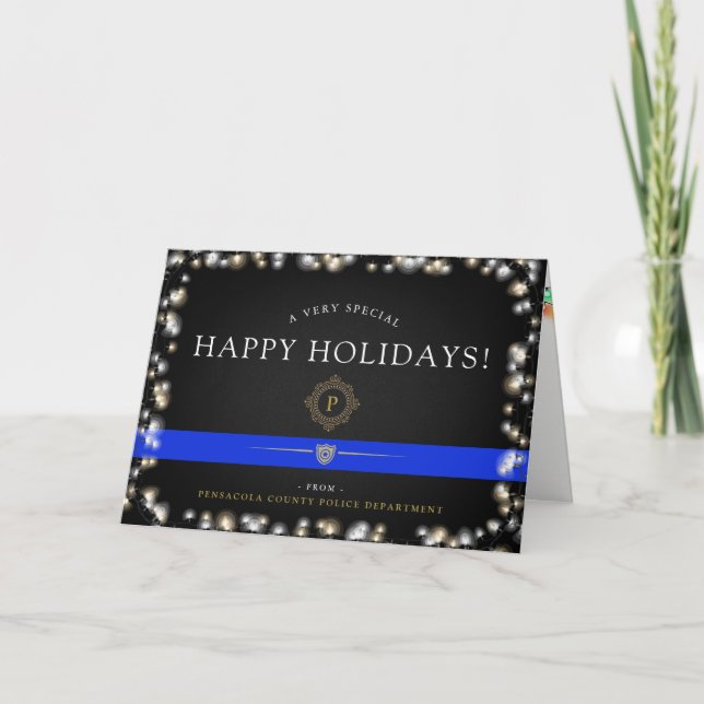 Police Happy Holidays | Christmas Custom Holiday Card (Front)