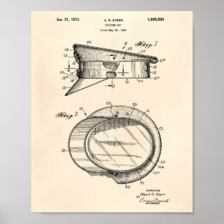 Police Hat 1933 Patent Art - Old Peper Poster