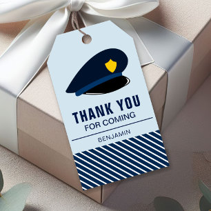 Police Hat Birthday Party Favour Gift Tags