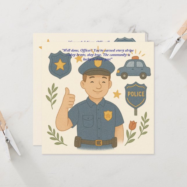 Police Hat Congratulations Card  (Front/Back In Situ)