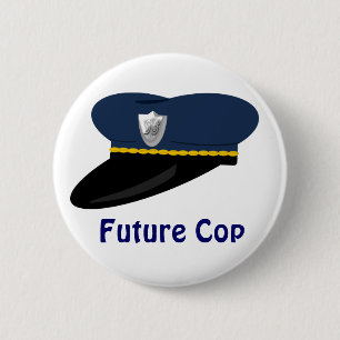Police Hat Future Cop Theme Party Favour 6 Cm Round Badge