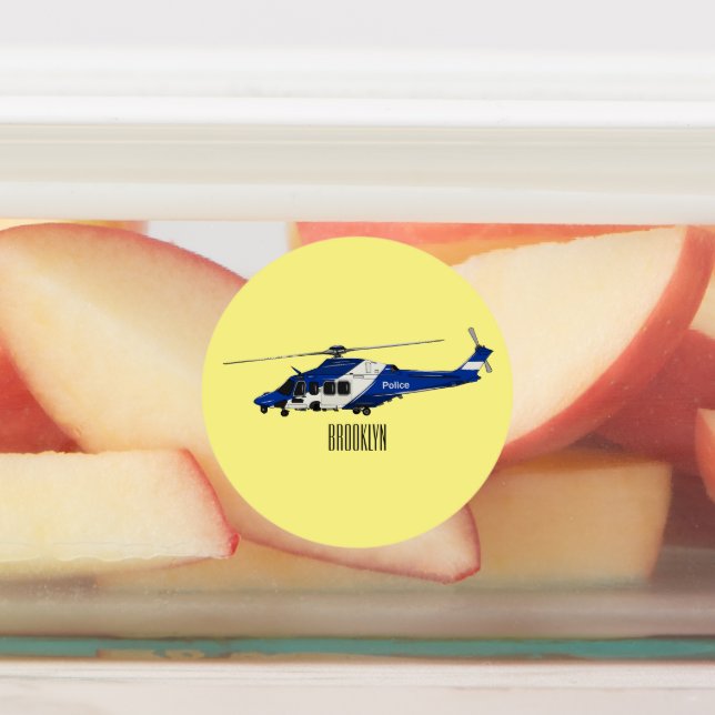 Police helicopter cartoon illustration  (Affixed)