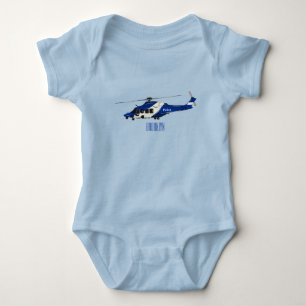 Police helicopter cartoon illustration  baby bodysuit