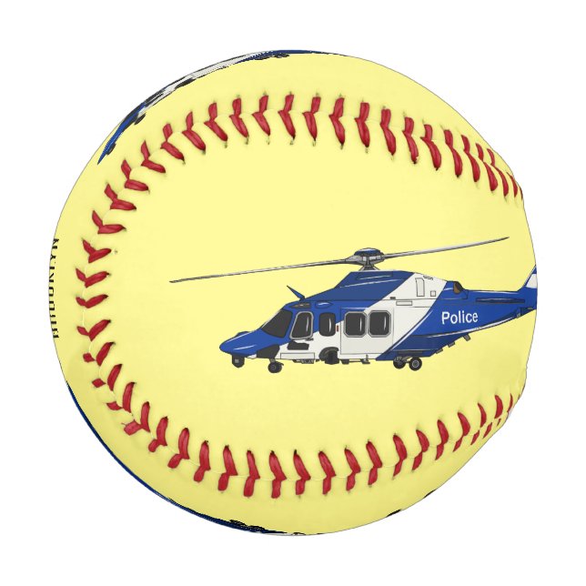 Police helicopter cartoon illustration  baseball (Front Left)