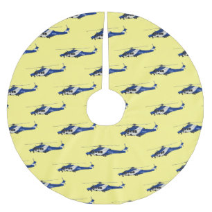 Police helicopter cartoon illustration  brushed polyester tree skirt