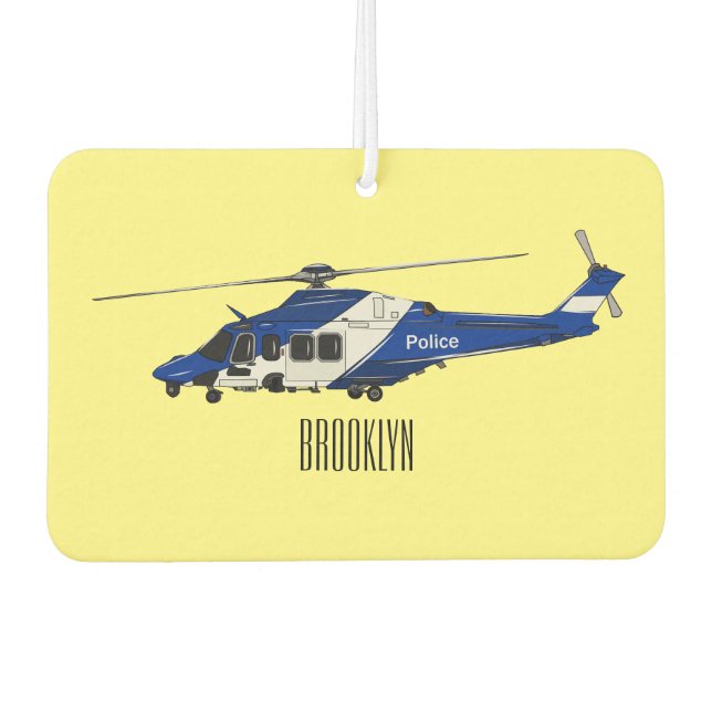 Police helicopter cartoon illustration  car air freshener (Front)