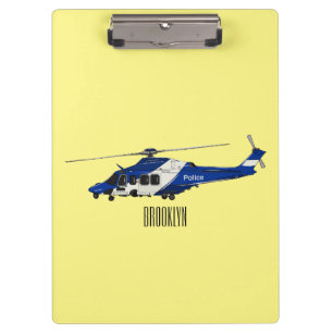 Police helicopter cartoon illustration clipboard