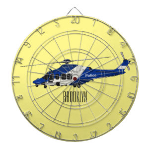 Police helicopter cartoon illustration  dartboard
