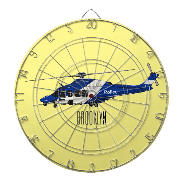 Police helicopter cartoon illustration  dartboard (Front)