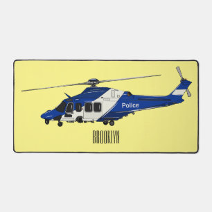 Police helicopter cartoon illustration  desk mat