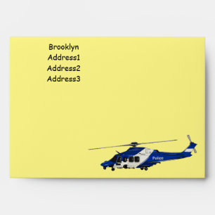 Police helicopter cartoon illustration envelope