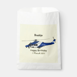 Police helicopter cartoon illustration favour bags