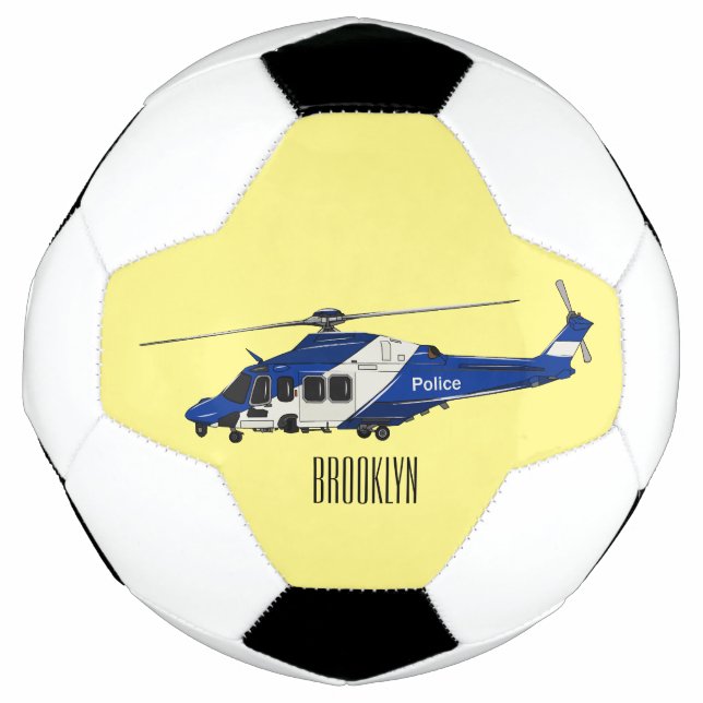 Police helicopter cartoon illustration  football (Front)