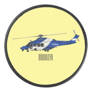 Police helicopter cartoon illustration  hockey puck