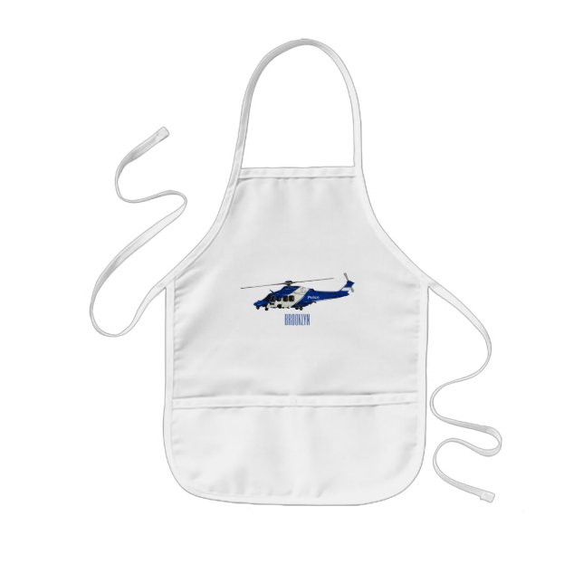 Police helicopter cartoon illustration  kids apron (Front)