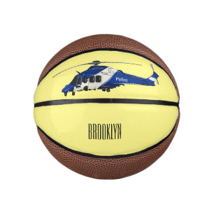 Police helicopter cartoon illustration  mini basketball