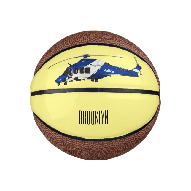 Police helicopter cartoon illustration  mini basketball (Front)