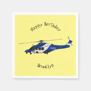 Police helicopter cartoon illustration napkin