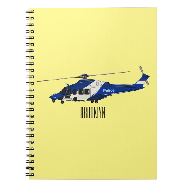 Police helicopter cartoon illustration  notebook (Front)