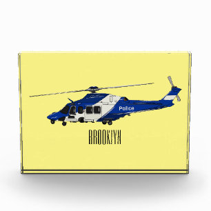 Police helicopter cartoon illustration  photo block