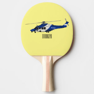 Police helicopter cartoon illustration  ping pong paddle