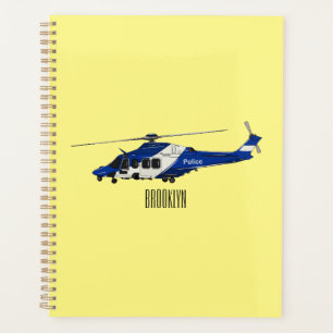 Police helicopter cartoon illustration  planner