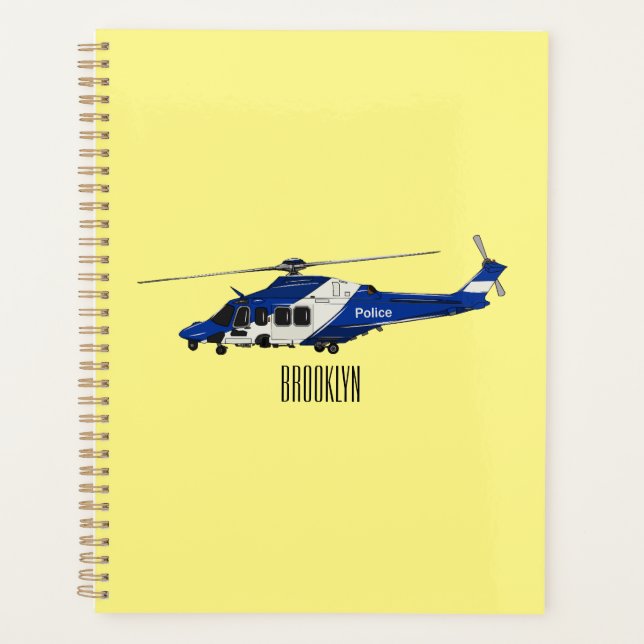 Police helicopter cartoon illustration  planner (Front)