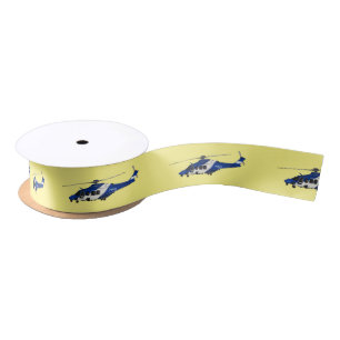 Police helicopter cartoon illustration  satin ribbon