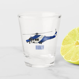 Police helicopter cartoon illustration  shot glass