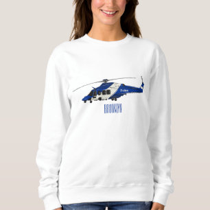 Police helicopter cartoon illustration  sweatshirt